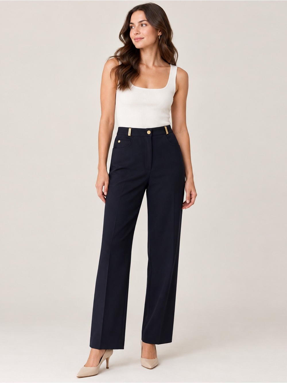 NWT - St. John Sport by Marie Gray - Straight Leg Stretch Cotton Pants - Black
